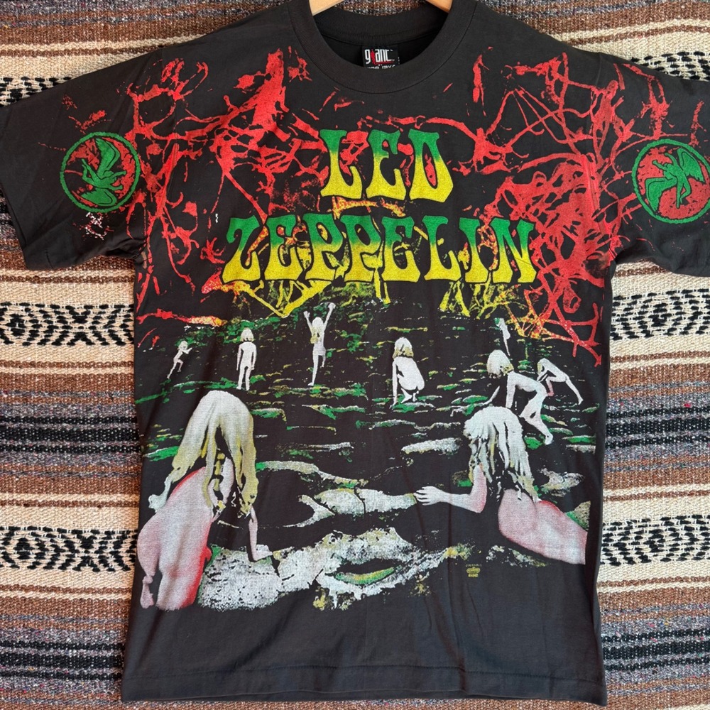 Zeppelin Houses of the Holy AOP TShirt L Black All Over Print Band Tee Reprint